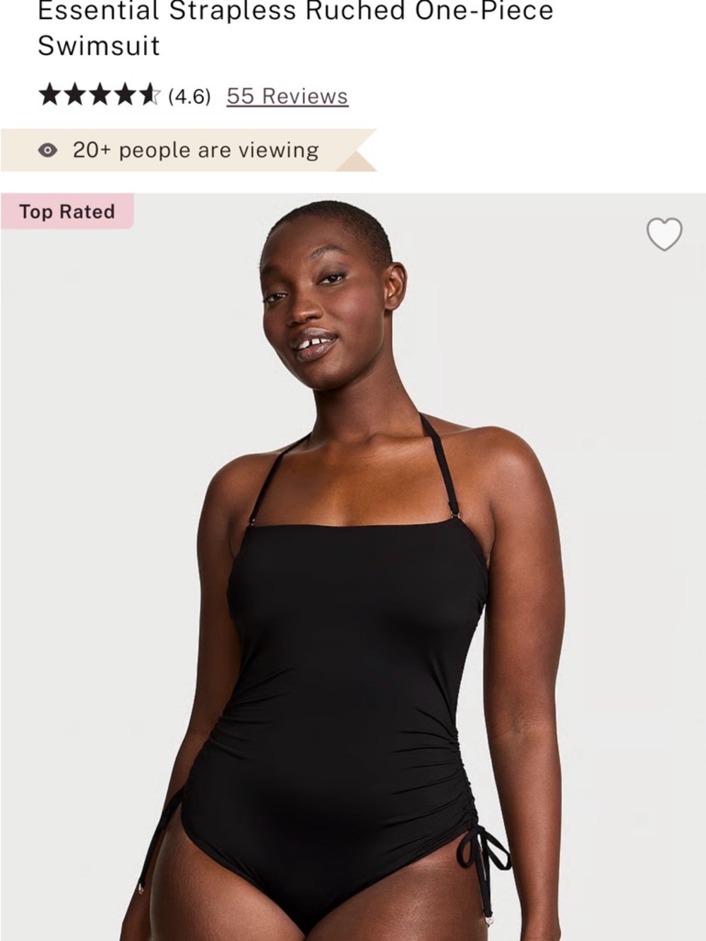 Victoria's Secret Black Strapless Ruched One-Piece Swimsuit